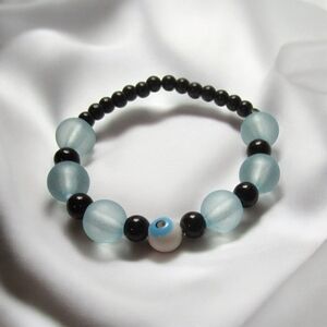 Elegant Black and Blue Beaded Bracelet